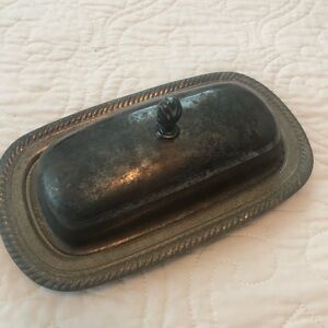 Vintage Metal Butter Dish with Lid